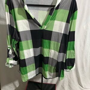 Green and Black Plaid Shirt